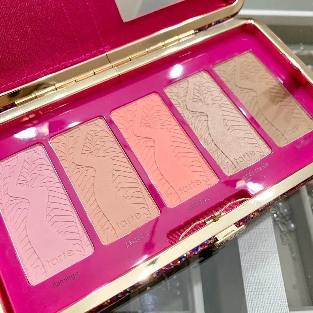 💄 TARTE Life of the Party Blush Bronzer Palette in Reusable Glitter Clutch Bag
